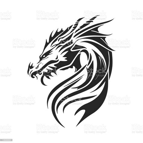 Enhance Your Business Image With Our Black And White Modern Dragon Logo Stock Illustration ...