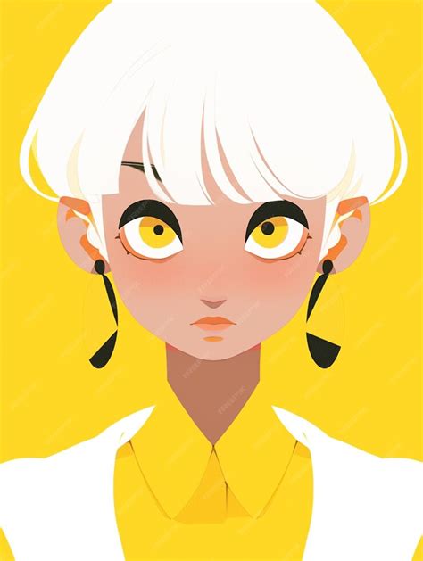 Premium Photo | Anime girl with white hair and yellow eyes wearing a yellow shirt generative ai