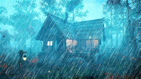 🍂 LIGHT AUTUMN RAIN with the Sounds of Thunder in a Cottage with a Cozy Terrace - YouTube