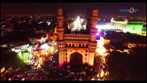 Charminar at Night Aerial View 2017 | hybiz - YouTube