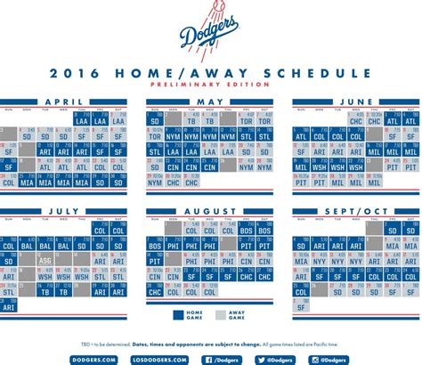 La Dodgers Schedule Printable