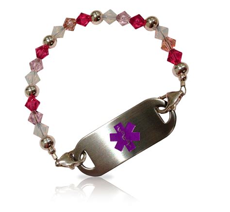 Pretty in Pink Swarovski Crystal Medical ID Alert Bracelet - lifesavingengraving.co.uk