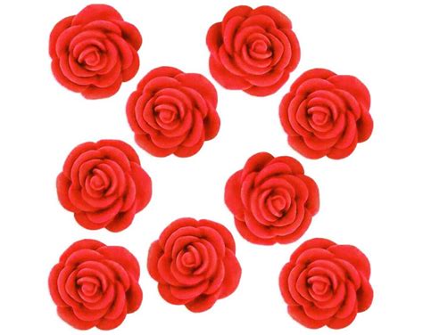 Red Fondant Tea Roses 24 Little Pretty Red Edible Sugar Roses for Topping Cakes, Cupcakes, and ...