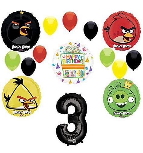 Angry Birds Party Supplies 3rd Birthday Balloon Bouquet Decorations ...