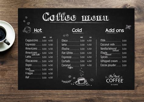 Coffee Menu Template Drinks Menu Cafe Menu Instant - Etsy Canada