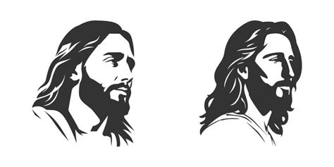 Premium Vector | Jesus face silhouette Vector illustration