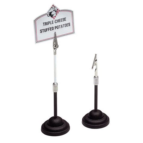 Expressly Hubert® Black Steel Adjustable Height With AlliKlip™ Clip Sign Holder - 6"H To 9"H