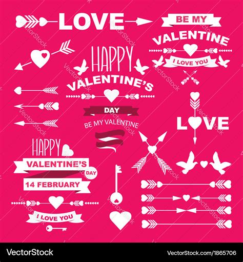 Valentines day set symbols Royalty Free Vector Image