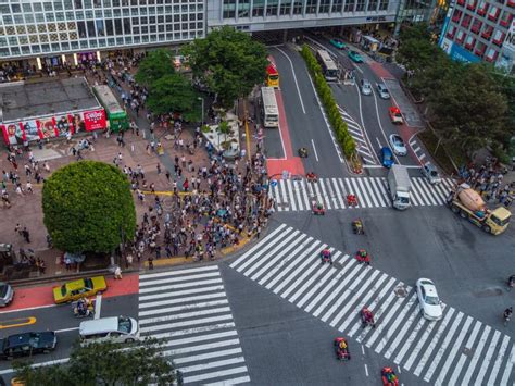 Famous Shibuya Crossing in Tokyo - Aerial View - TOKYO, JAPAN - JUNE 12 ...