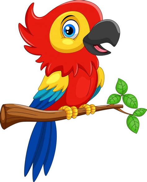 Premium Vector | Funny red parrot cartoon | Parrot cartoon, Cartoon ...