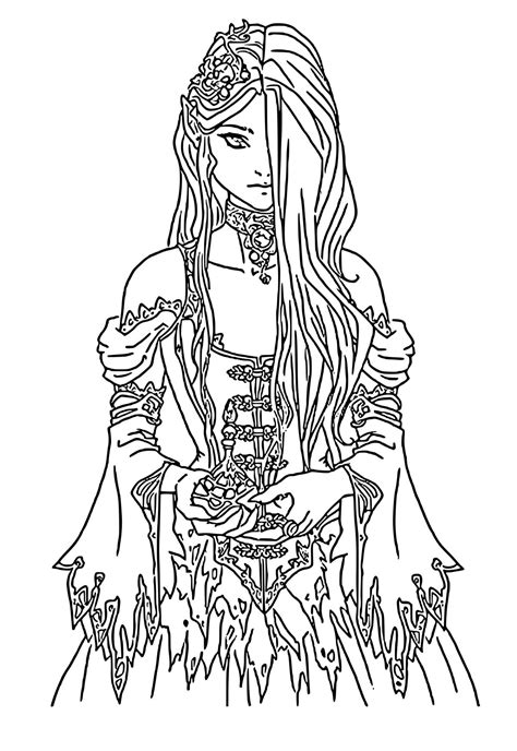 Free Printable Gothic Dress Coloring Page, Sheet and Picture for Adults and Kids (Girls and Boys ...