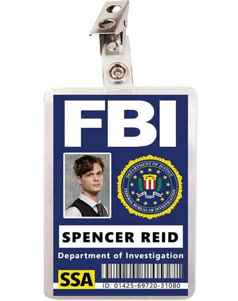 Criminal Minds Spencer Reid FBI ID Badge