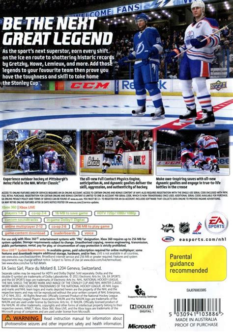 NHL 12 cover or packaging material - MobyGames