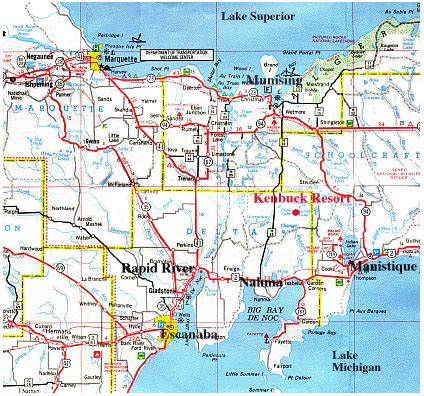 Kenbuck Resort Map Showing Location in the Hiawatha National Forest