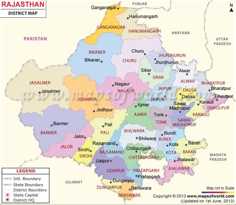 Rajasthan Map, Districts in Rajasthan