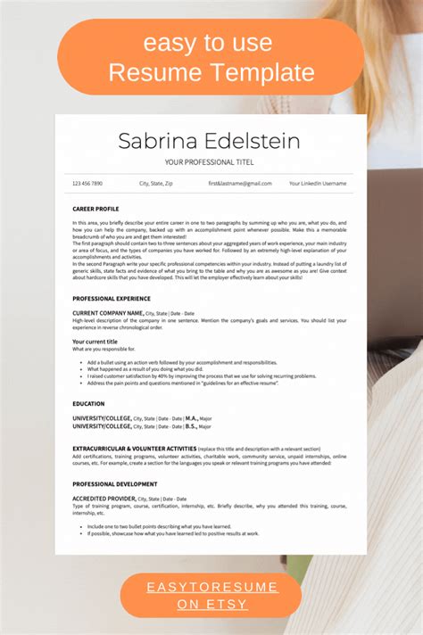 CV Template Professional Resume Template CV Template Word - Etsy Israel | Resume template ...