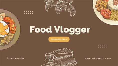 Banner para Youtube Brown And Yellow Illustration Food Vlogg