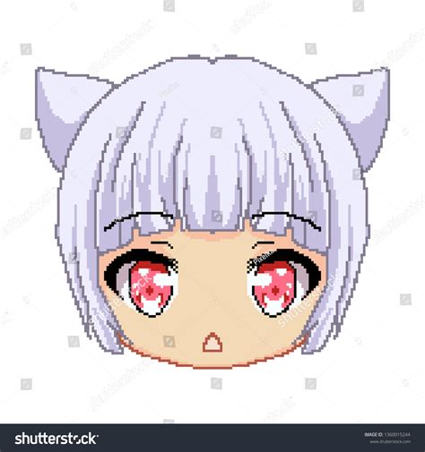 Pixel Art White Hair Cute Girl Stock Vector (Royalty Free) 1360015244 | Shutterstock