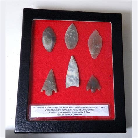 Six Neolithic To Bronze Age Flint Arrowheads. UK Found - Den of Antiquity