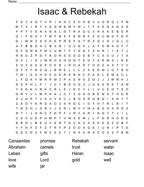 Isaac & Rebekah Word Search - WordMint