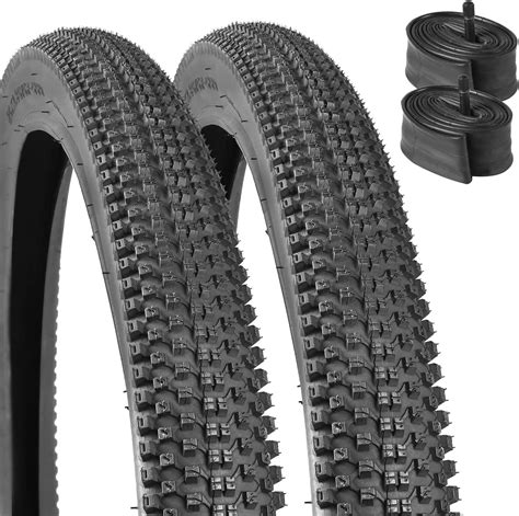 2 Pack 26 Bike Tires 26 x 2.35/57-507 Plus 2 Pack 26 Bike Tubes 26x2.125/2.40 AVSchrader Valve ...