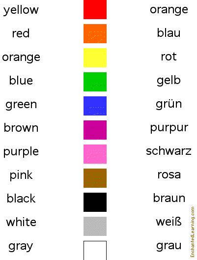 Colors in German: Matching Quiz- EnchantedLearning.com