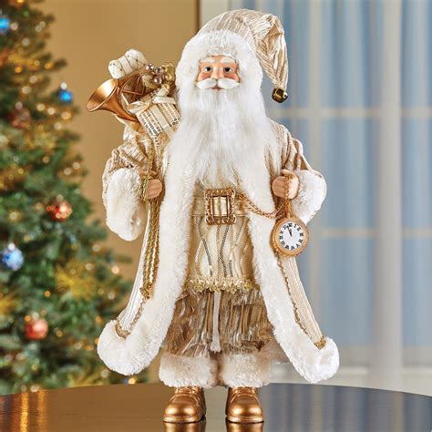 Sparkling Elegant Golden Santa Claus Tabletop Christmas Figurine ...