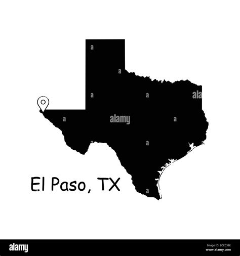 El Paso on Texas State Map. Detailed TX State Map with Location Pin on ...