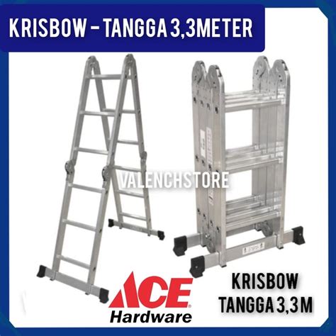 Jual krisbow tangga aluminium 3,3 meter / krisbow tangga lipat alumunium 3,3 meter Indonesia ...