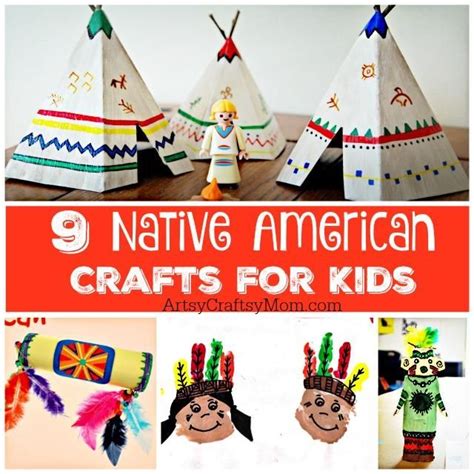 9 Native American Crafts for Kids. Kindergarten, preschool, and elementary school crafts. Teepee ...