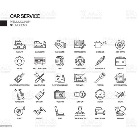 Simple Set Of Car Service Related Vector Line Icons Outline Symbol Collection Stock Illustration ...