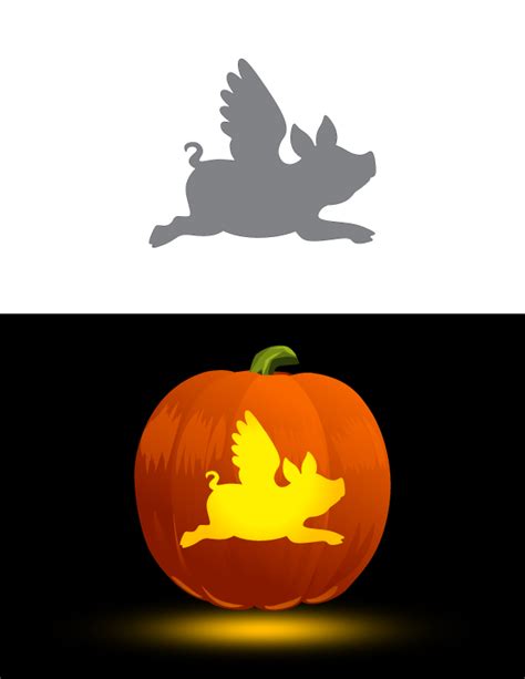 Printable Flying Pig Pumpkin Stencil