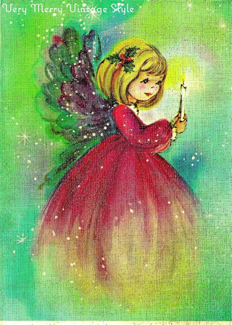 Very Merry Vintage Syle: Vintage Christmas Card {Angel Dressed in Pink ...