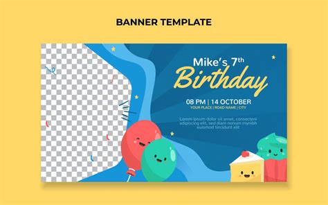 Kids birthday banner template. Suitable for birthday invitation or any other kids event 12982857 ...