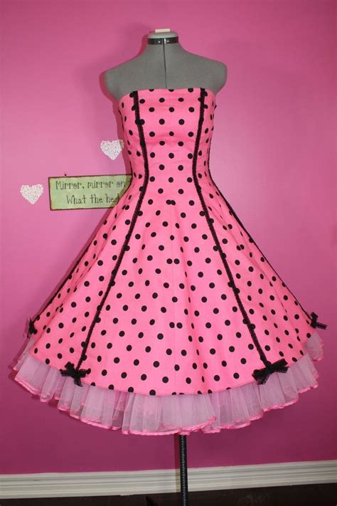 Pink & black polka dot strapless dress | Candy dress, Pink fashion, Fashion