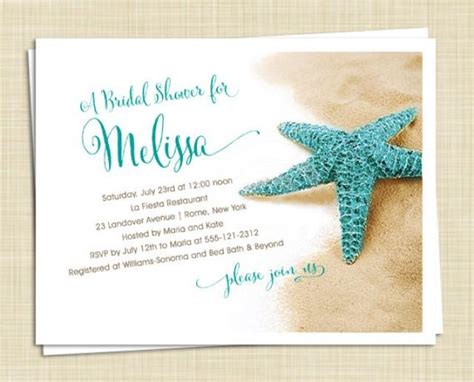 20 Bridal Shower Invitations - Starfish On Beach - Island Tropical - You Choose Colors - PRINTED ...