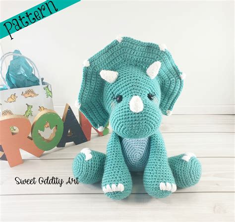 Triceratops crochet pattern dinosaur crochet pattern crochet | Etsy | Crochet dinosaur patterns ...