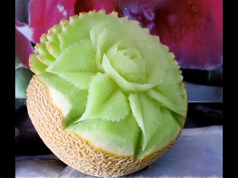 Cantaloupe Flower Carving