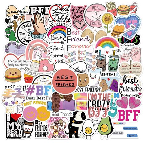 Buy BFF Stickers Pack, 50PCs, Best Friends Forever Aesthetic Vinyl Waterproof Decals, Stickers ...