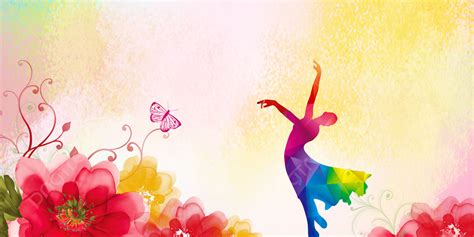 Colorful Gorgeous Dancer Silhouette Dance Enrollment Poster Background Material, Colorful ...