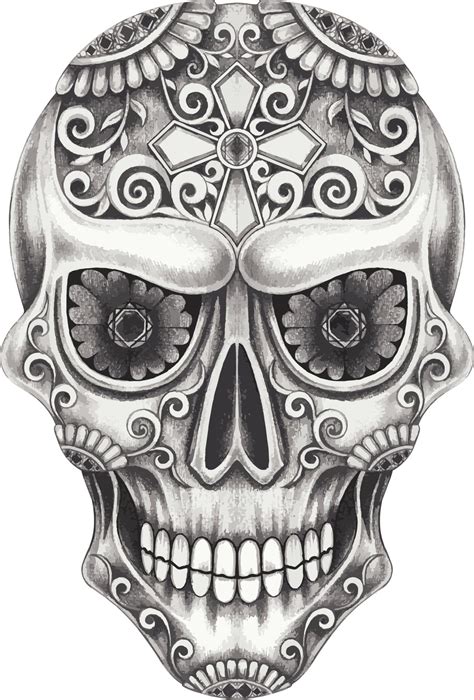 Art skull day of the dead. Hand drawing and make graphic vector ...