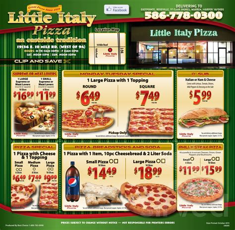 Little Italy Pizza menu in Eastpointe, Michigan, USA