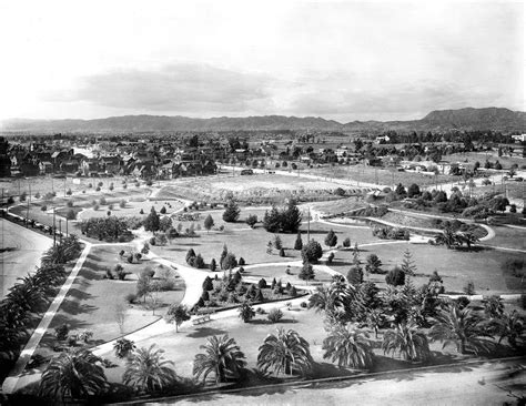 "This reprint of a vintage photograph shows Lafayette Park, Los Angeles ...