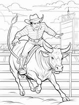 Rodeo Cowboy Bull Riding Coloring Page For Kids  Premium AI Generated sketch template