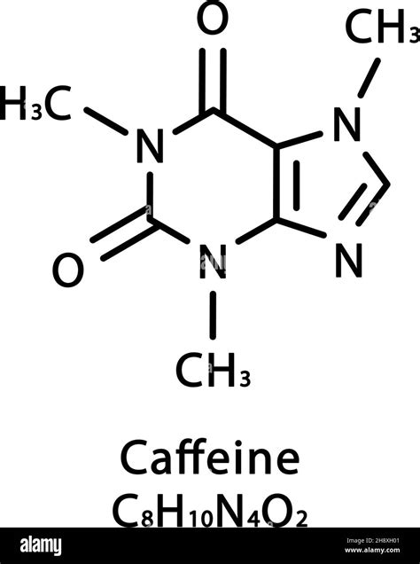 Caffeine molecular structure. Caffeine skeletal chemical formula. Chemical molecular formula ...