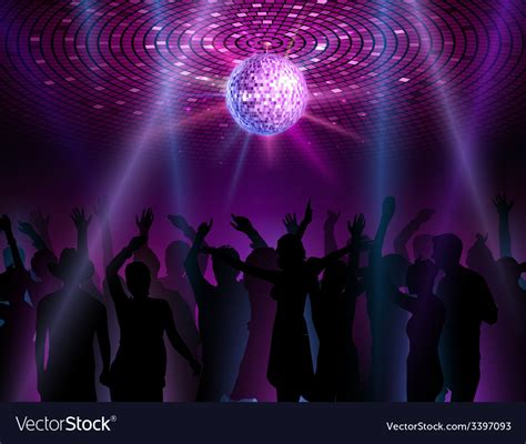 Disco ball background dancing people Royalty Free Vector