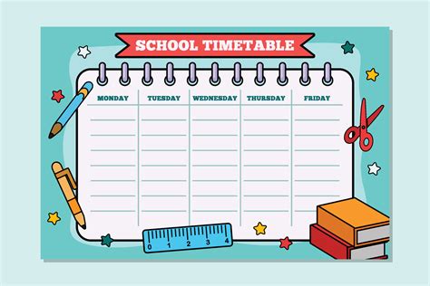 Back to School TimeTable Template Stationery Background 12392150 Vector Art at Vecteezy