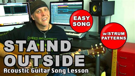 Outside Staind Aaron Lewis EZ acoustic guitar song lesson No barre chords