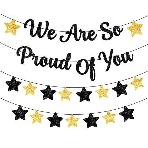 Buy Large We Are So Proud of You Banner - Black Glitter, 10 Feet, No ...