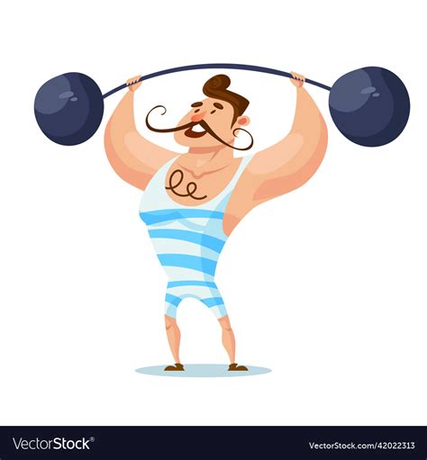 Circus strongman lifting barbell Royalty Free Vector Image